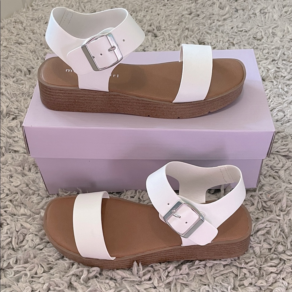 NIB Madden Girl “Jhalle” White Sandals, Size 2